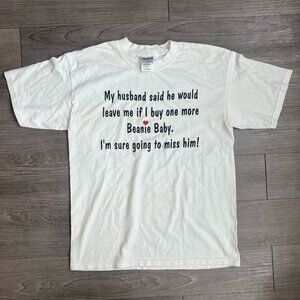 Y2K 00s Beanie Baby Novelty Funny Graphic T-Shirt Gildan Heavyweight Size L